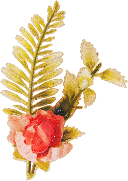 Vintage Feminine Romantic Rose with Leaves Cutout